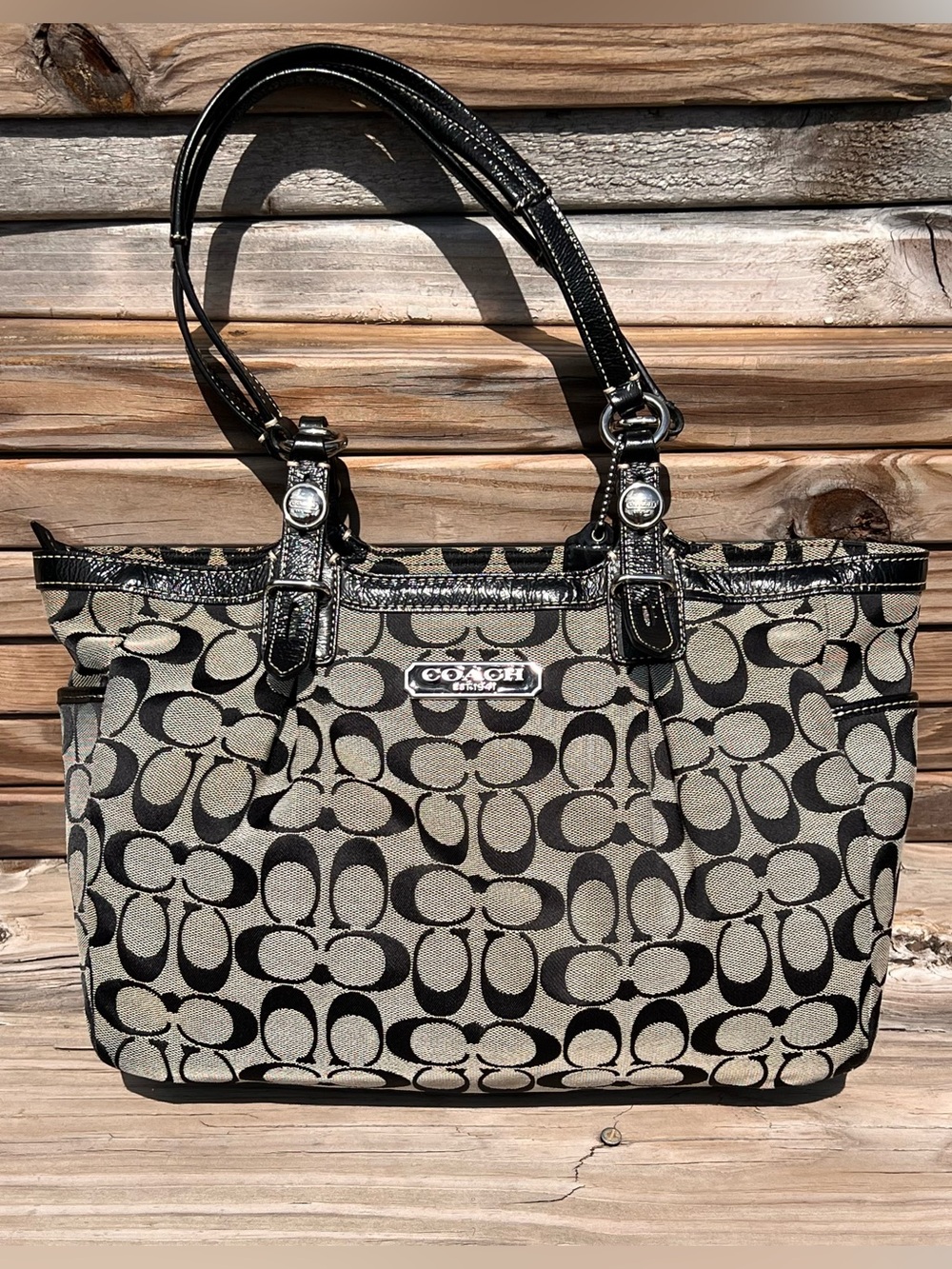 •Coach Signature Gallery East West Legacy Tote Bag!